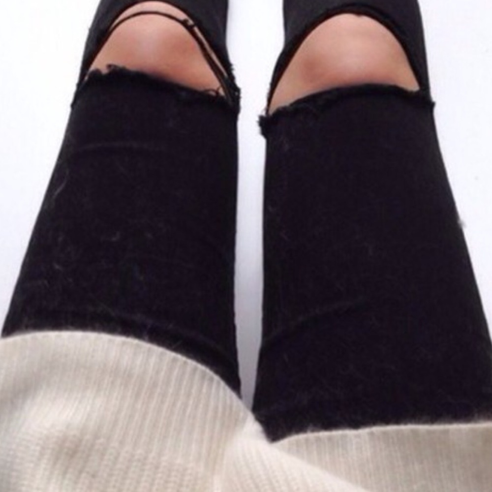 Black Open Knee Skinny Jeans